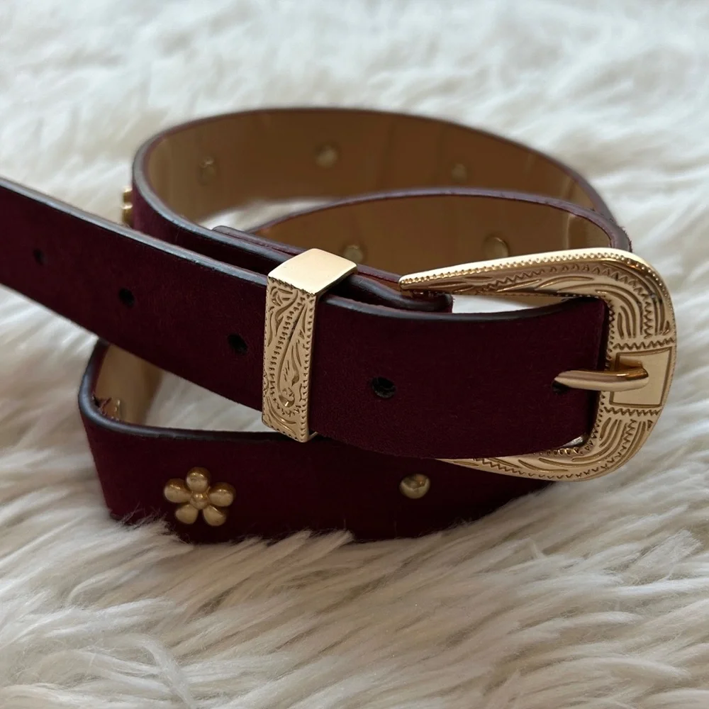 Girls 3 belts Lot Bundle. Sizes XS , 4-7- Pink, Gold, Burgundy-Children Belt Set